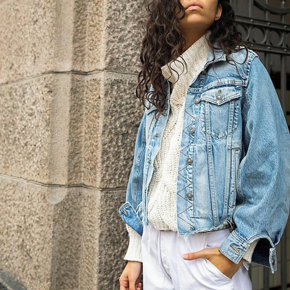NEW Free People Indira Crop Denim Jacket $128 XS - Picture 5 of 9